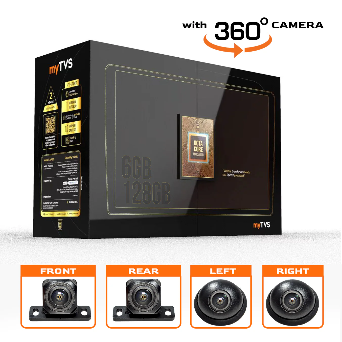 AP-92-6GB/128GB Inch Android Player (22.86 cm screen) WITH 360D CAMERA - octa core Processor - DDR RAM - Image 2