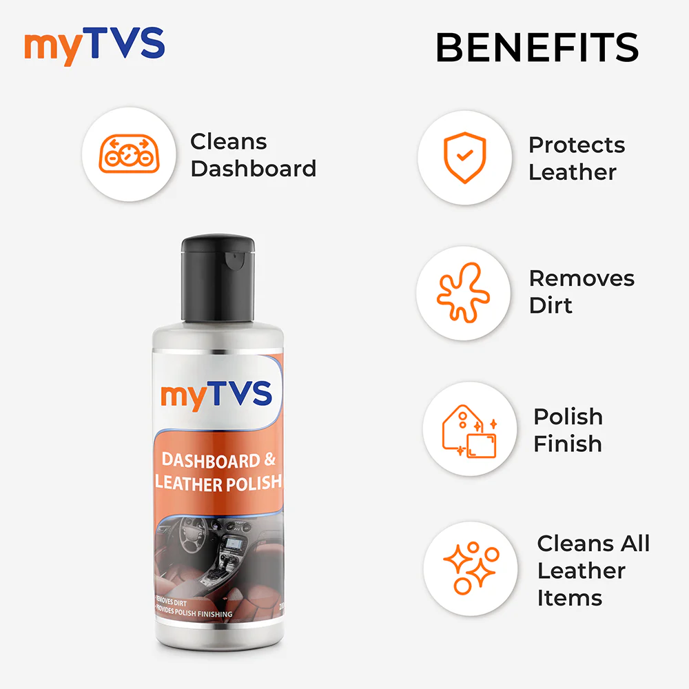 myTVS Car Care Combo Car Dashboard Polish 200ml with 800 GSM Microfiber Cleaning Cloth 40x40cm | CC-DLP1_MC-1 - Image 3