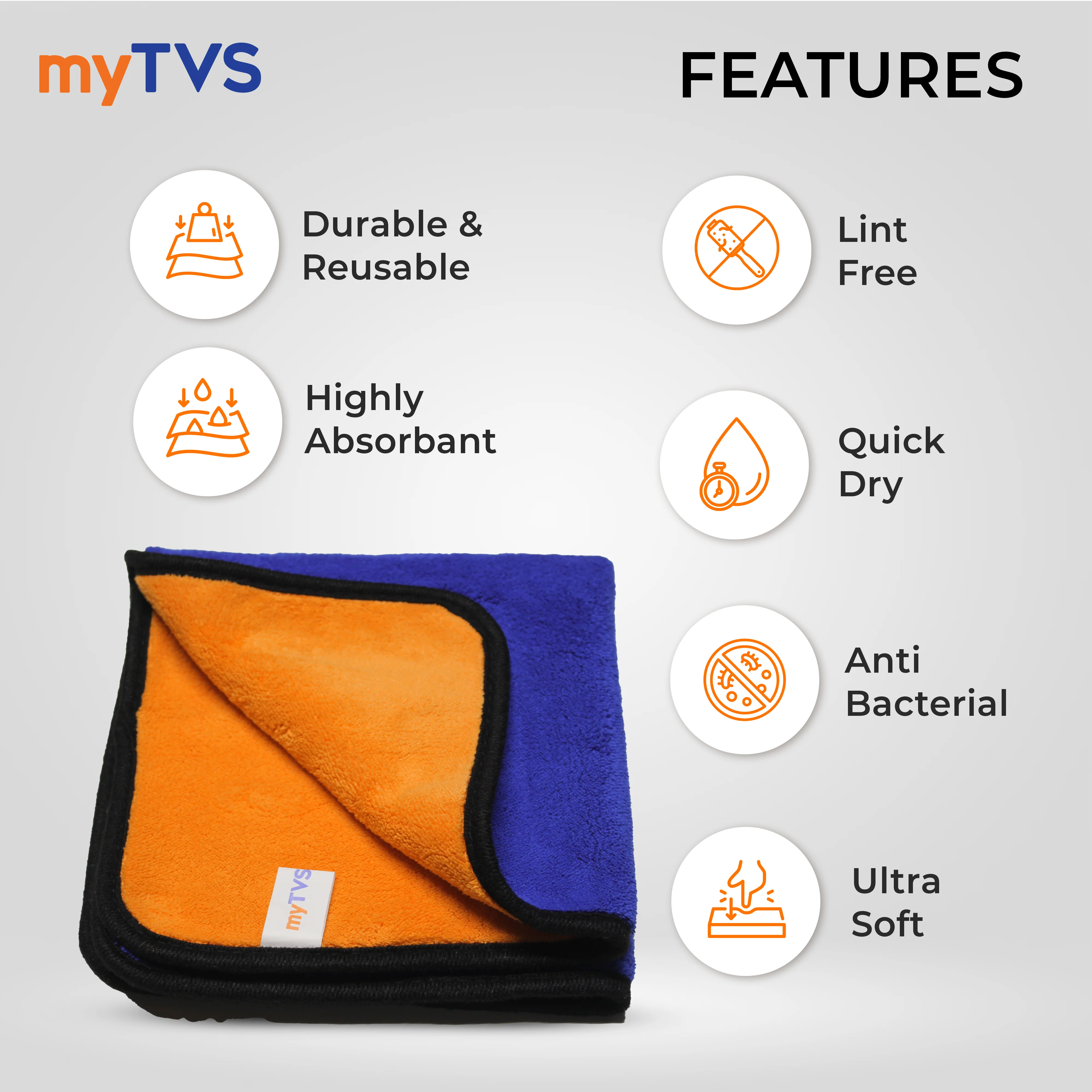 myTVS Car Care Combo Car Glass Cleaner 500ml with 800 GSM Microfiber Cleaning Cloth 40x40cm | CC-GC1_MC-1 - Image 3