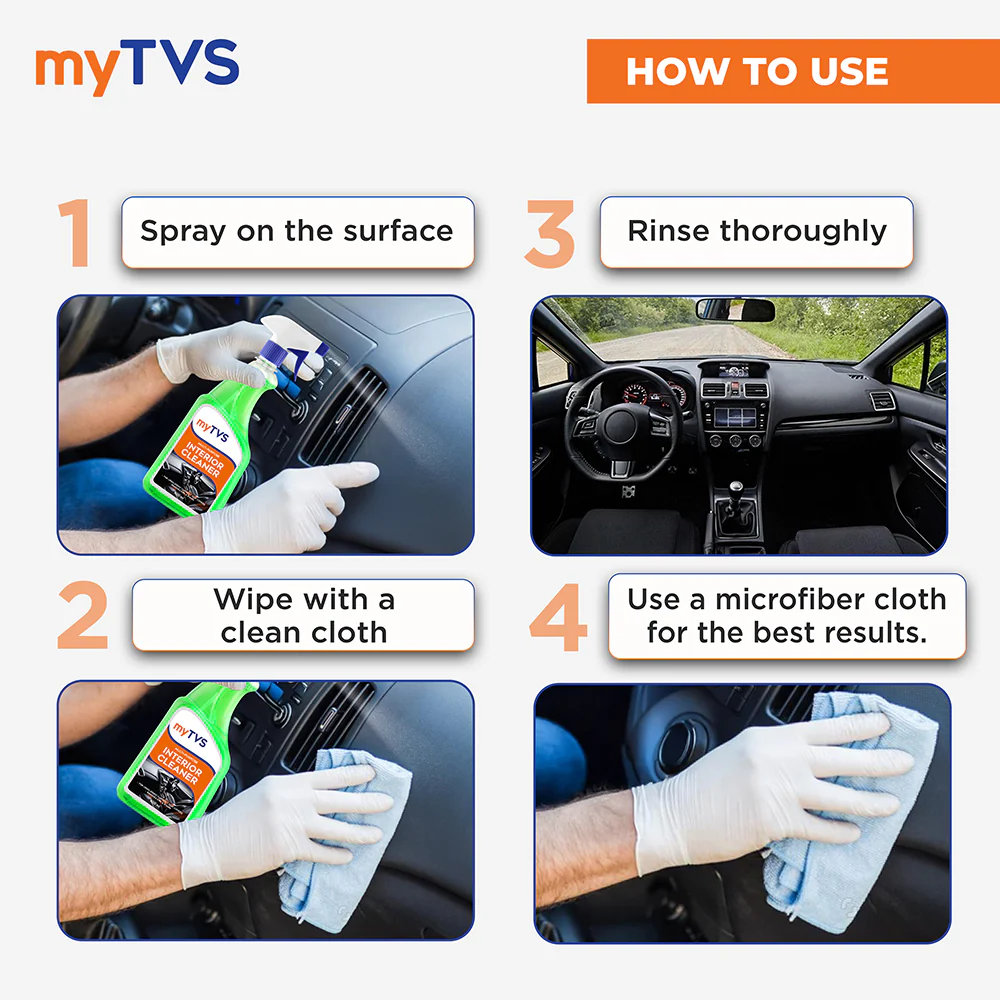 myTVS Car Care Combo Multi-Purpose Interior Cleaner 500ml with 800 GSM Microfiber Cleaning Cloth 40x40cm | CC-MIC1_MC-1 - Image 6