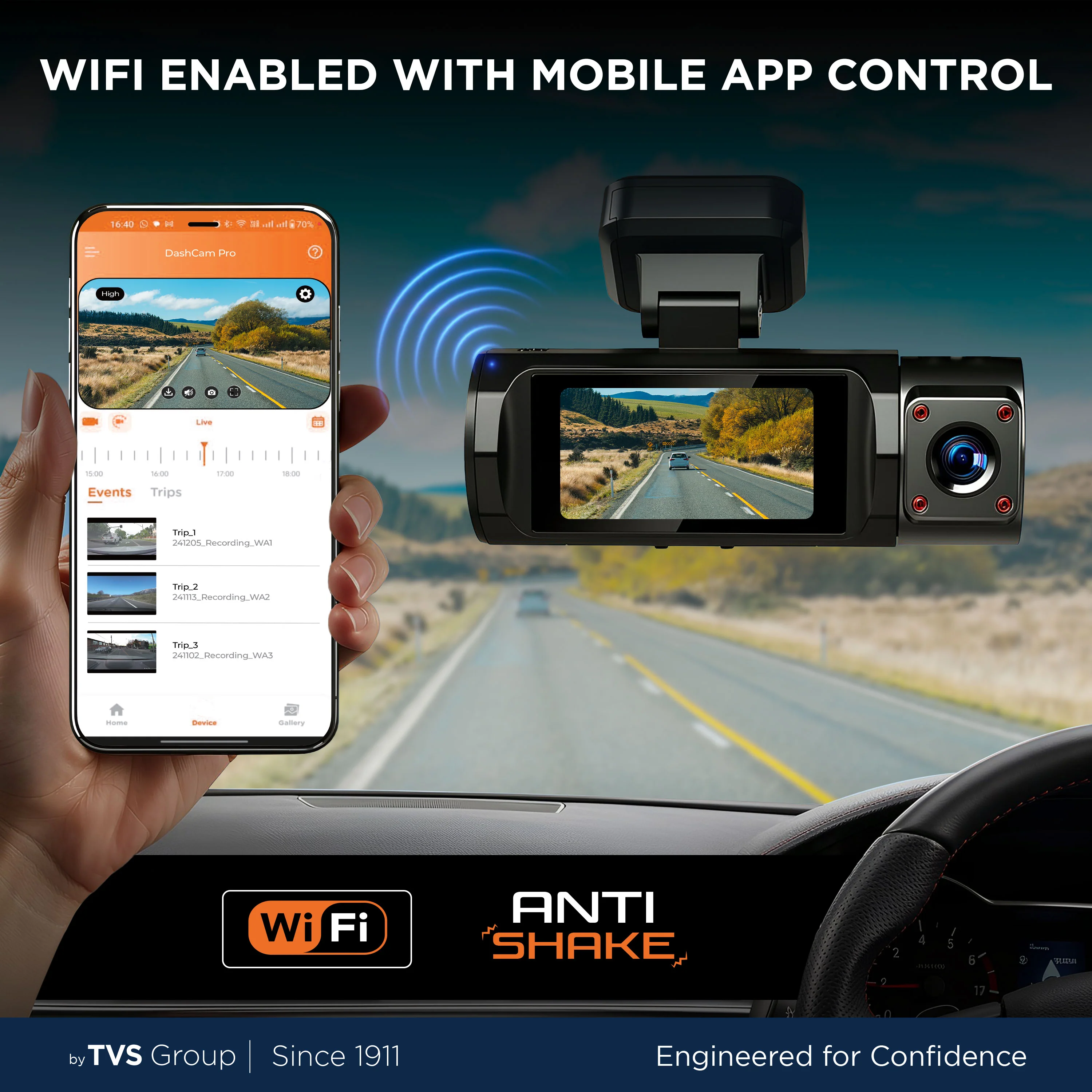 DVR-05 Dashcam Ultra Plus Triple Vision - Front, Rear & Inside with Wi-Fi - Image 7