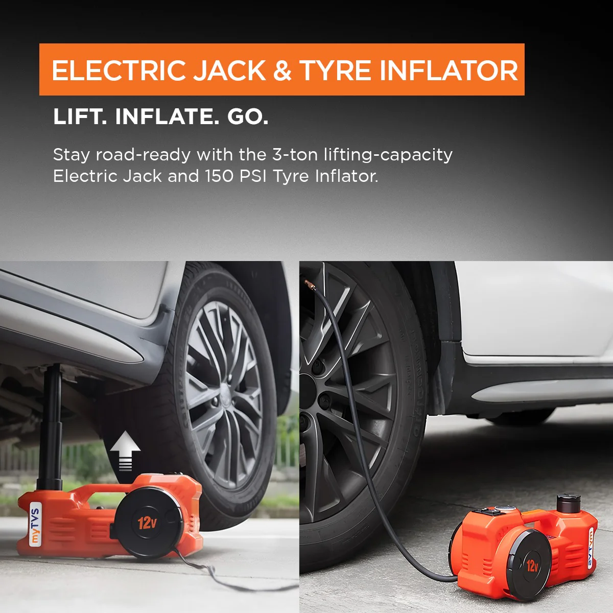 myTVS EK-1 Emergency Kit - Electric Jack with Inflator & Wrench - Image 6