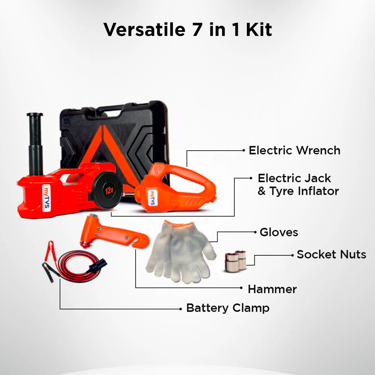 myTVS EK-1 Emergency Kit - Electric Jack with Inflator & Wrench - Image 7