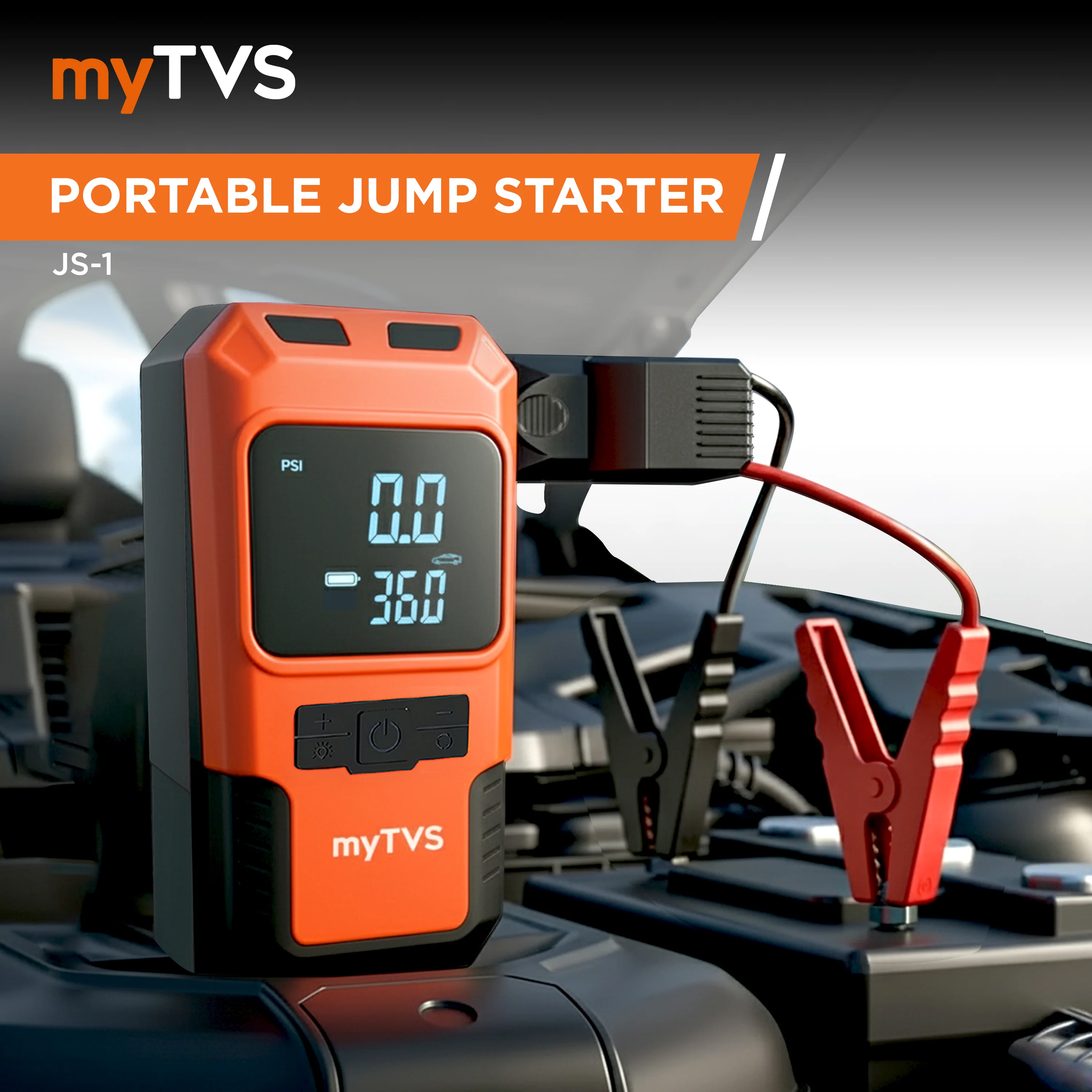 myTVS JS-1 Jump-n-Pump Portable Jump Starter with Tyre Inflator & Power Bank - Image 3