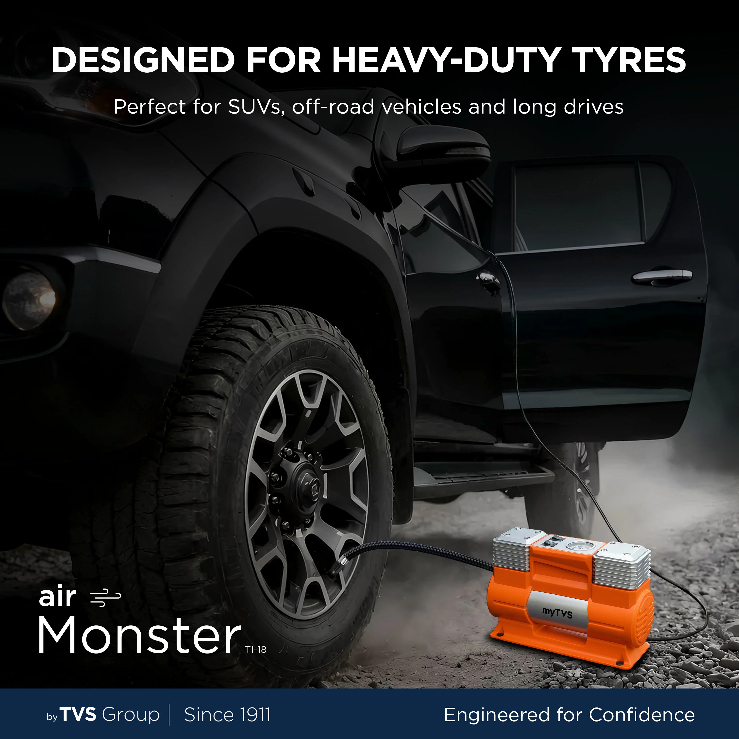 myTVS TI-18 air Monster Dual Cylinder Tyre Inflator (150 Psi) - Image 3