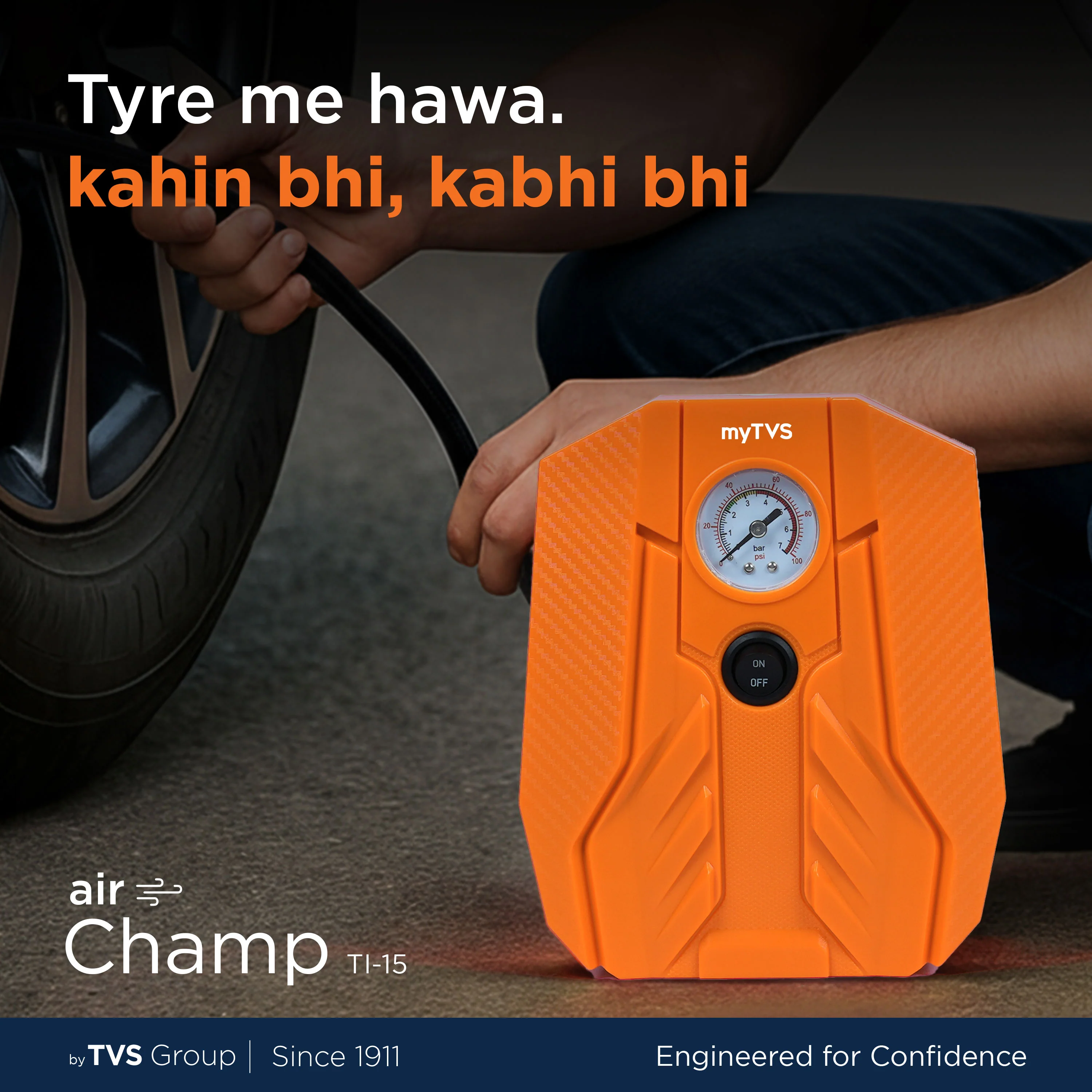 myTVS TI-15 Air Champ Analog Car Tyre Inflator | Portable & Durable - Image 8