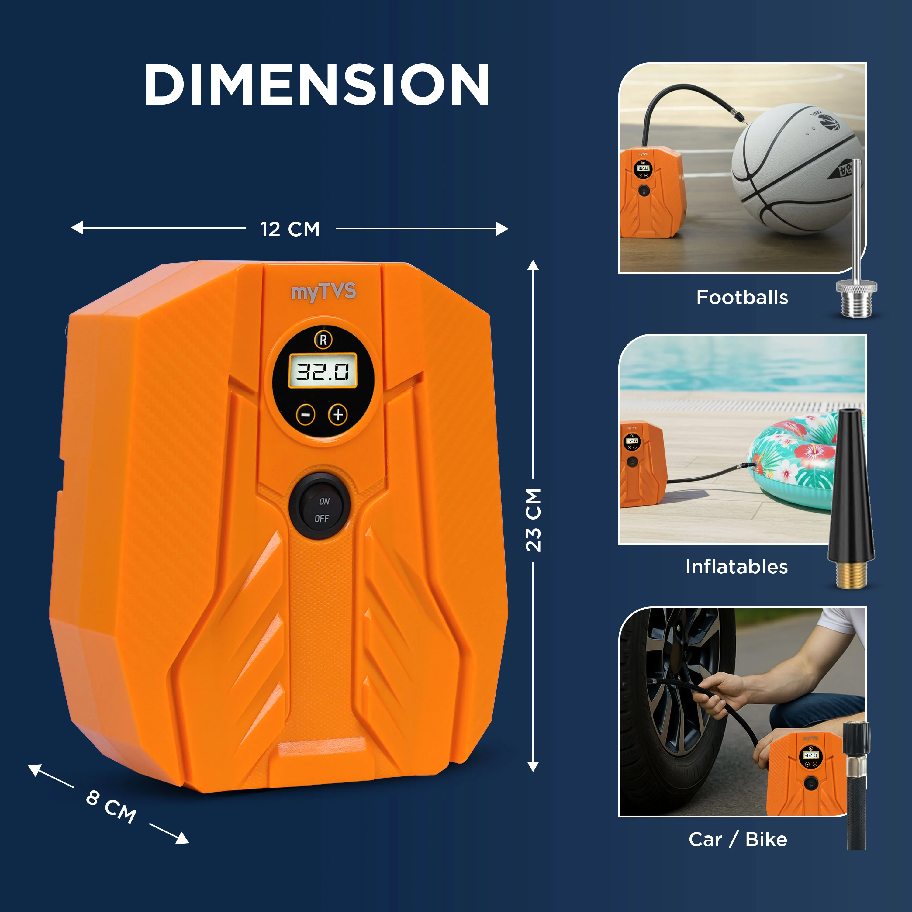 myTVS TI-16 Air Champ Digi Tyre Inflator for Car with Digital Auto-Stop - Image 3