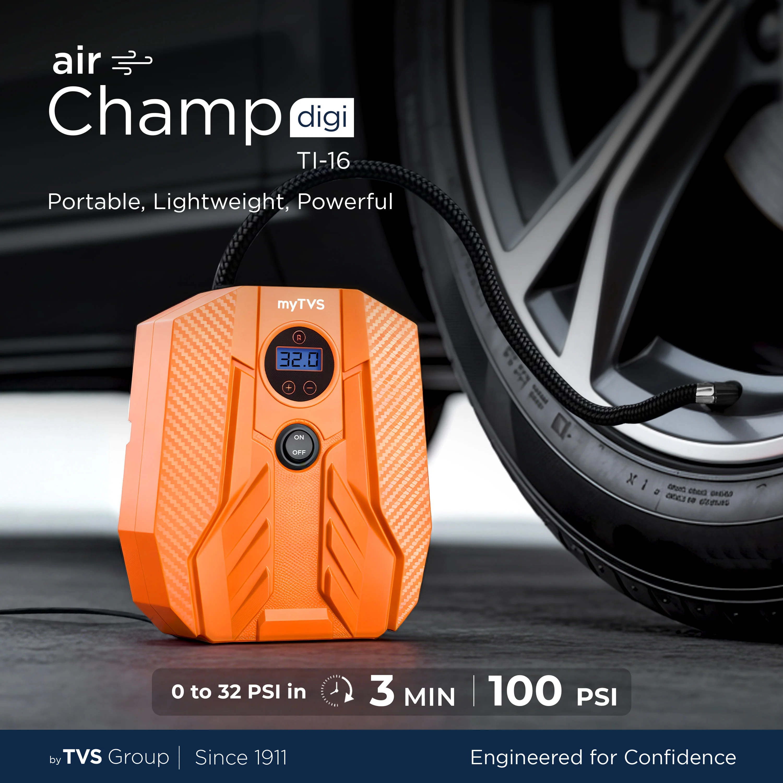 myTVS TI-16 Air Champ Digi Tyre Inflator for Car with Digital Auto-Stop - Image 6
