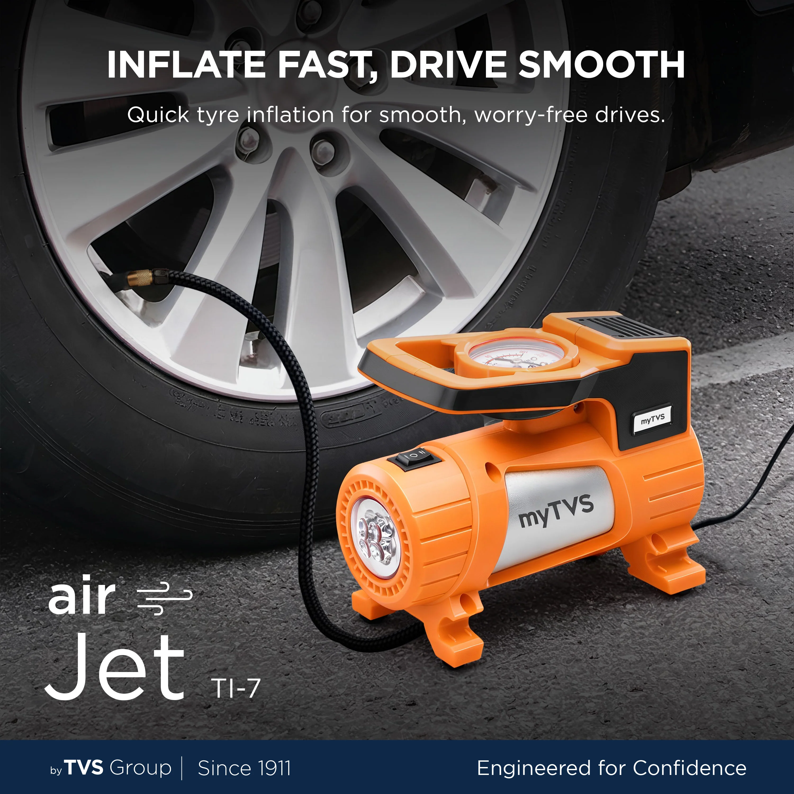 myTVS TI-7 Air Jet | Heavy Jet Tyre Inflator for Car - Image 9