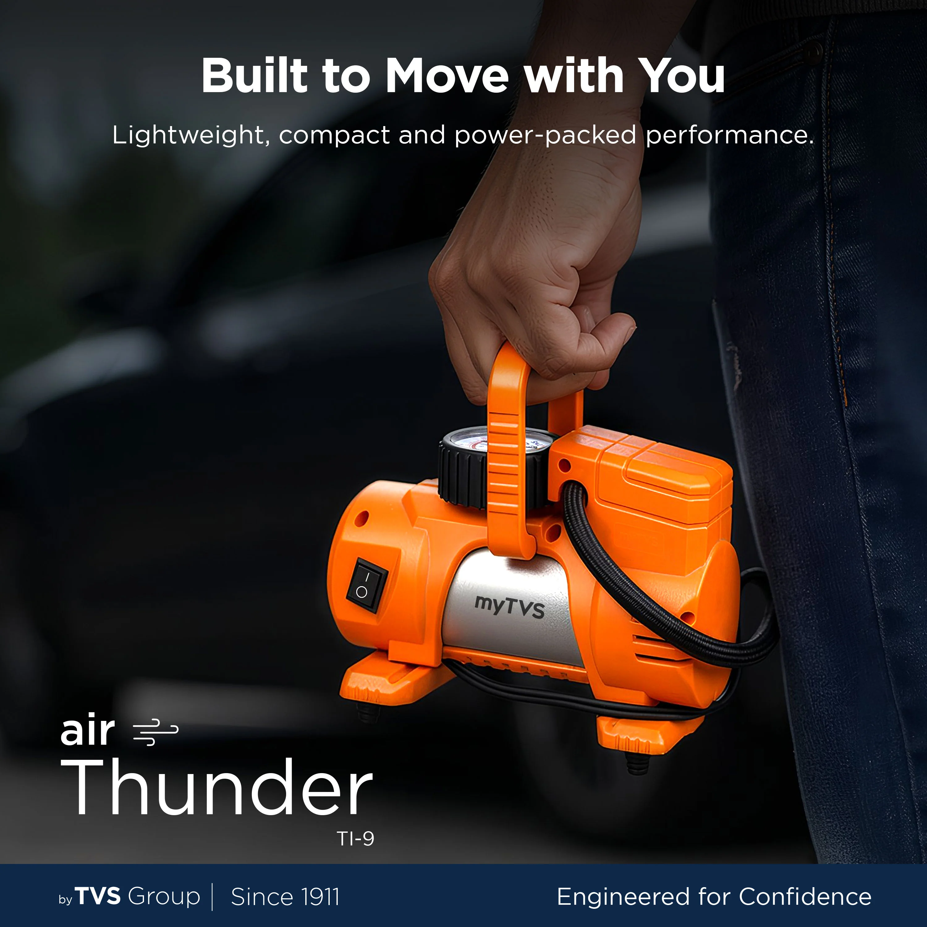 myTVS TI-9 Air Thunder | Analog Heavy Duty Tyre Inflator for Car 150 Psi - Image 7