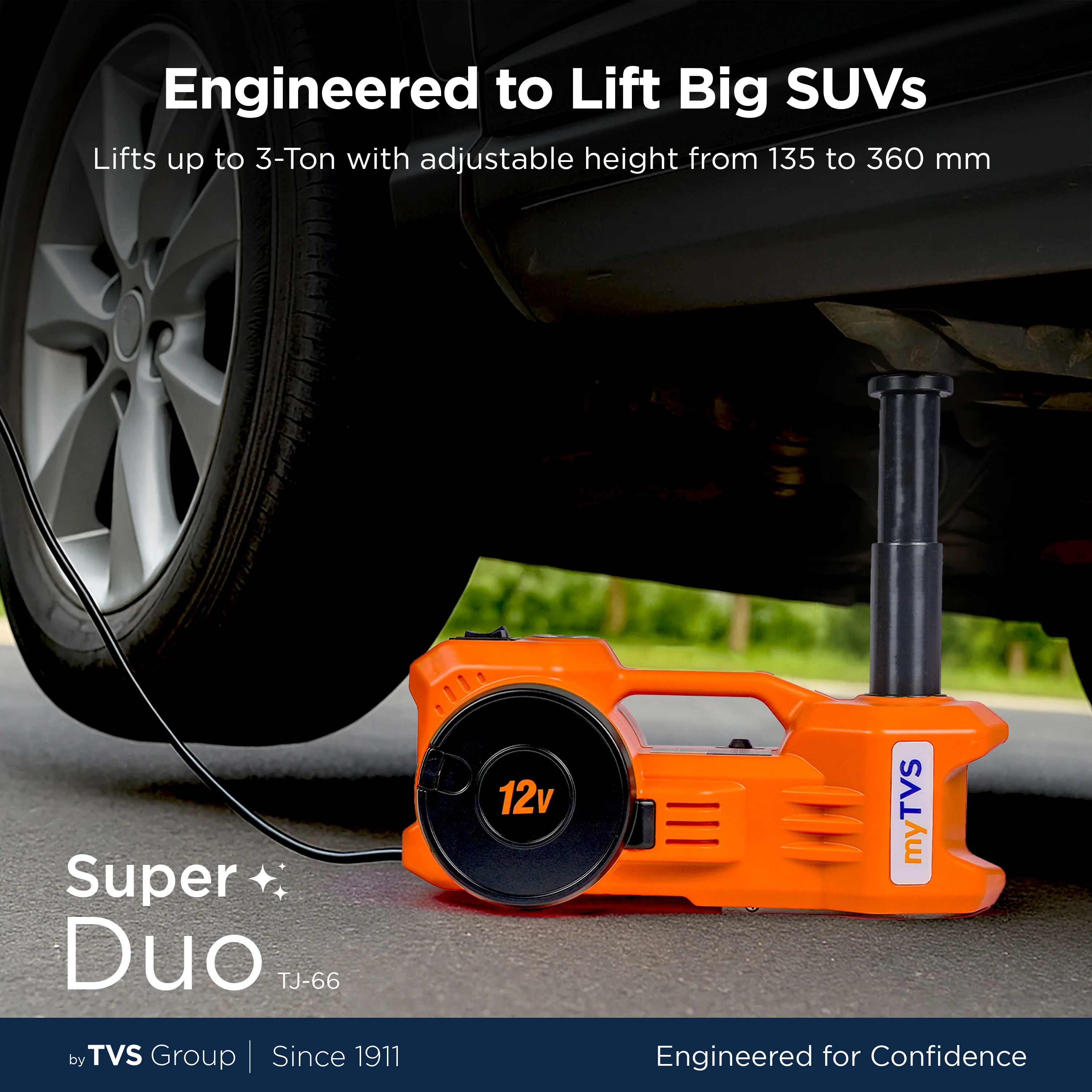 myTVS TJ-66 Super Duo Electric Jack with Tyre Inflator 150 Ps - Image 2