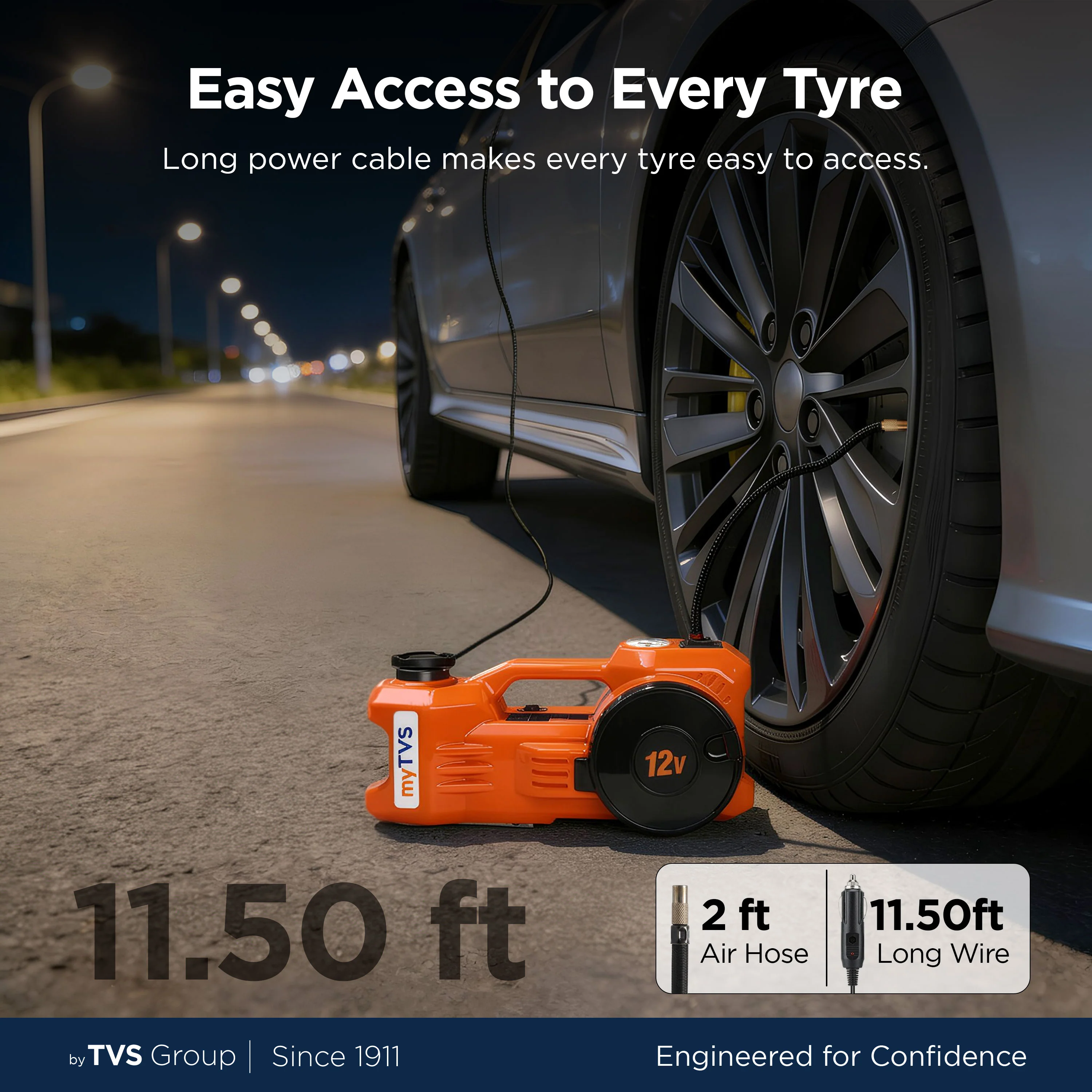 myTVS TJ-66 Super Duo Electric Jack with Tyre Inflator 150 Ps - Image 6