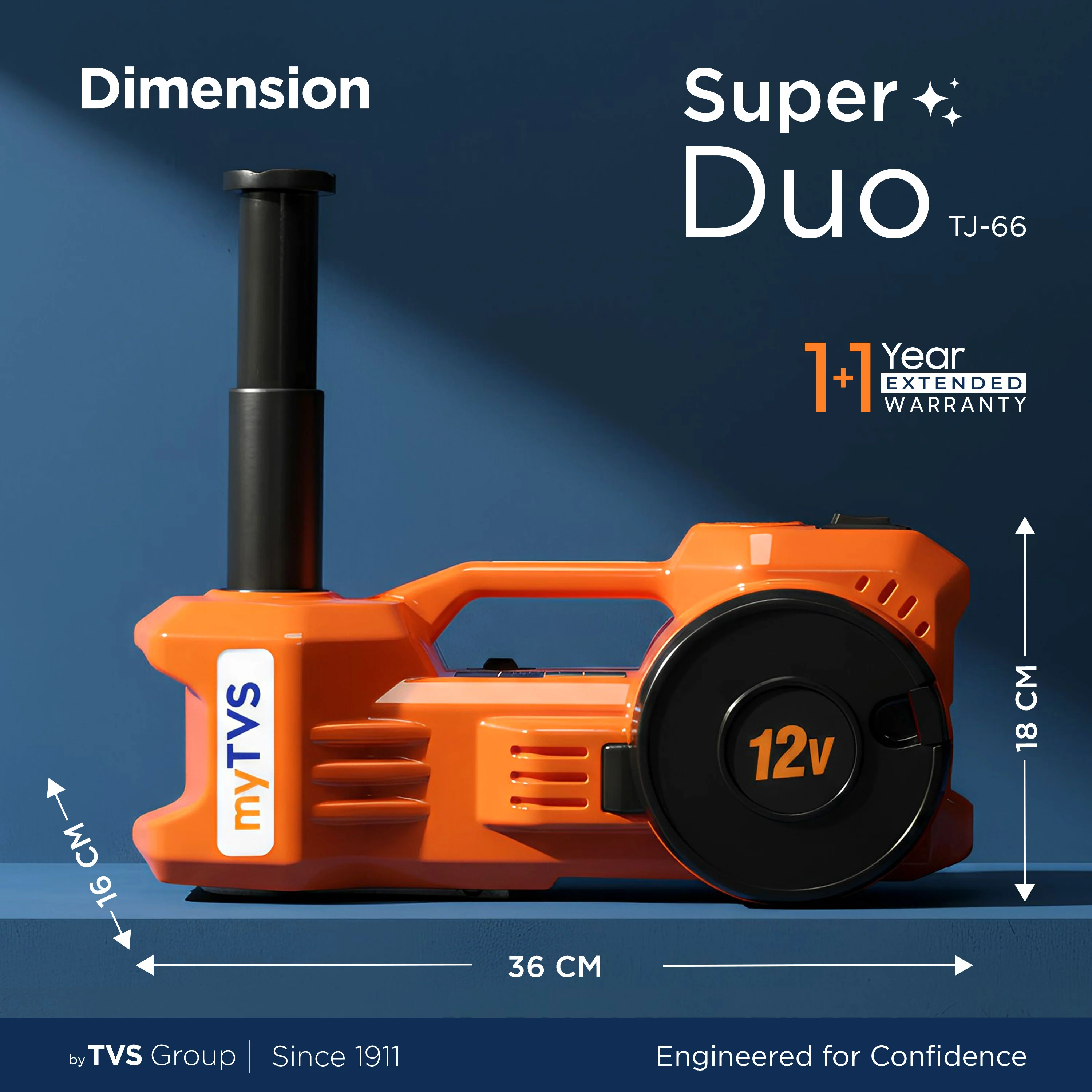 myTVS TJ-66 Super Duo Electric Jack with Tyre Inflator 150 Ps - Image 7