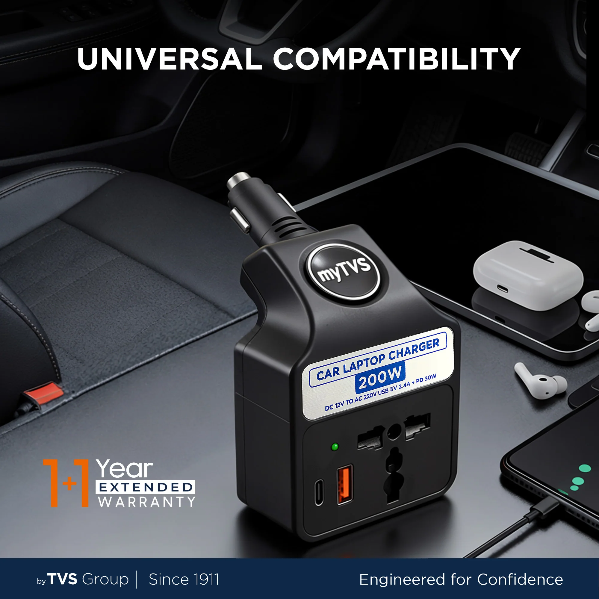 TLC-28B Laptop & Phone Charger Black - Image 5