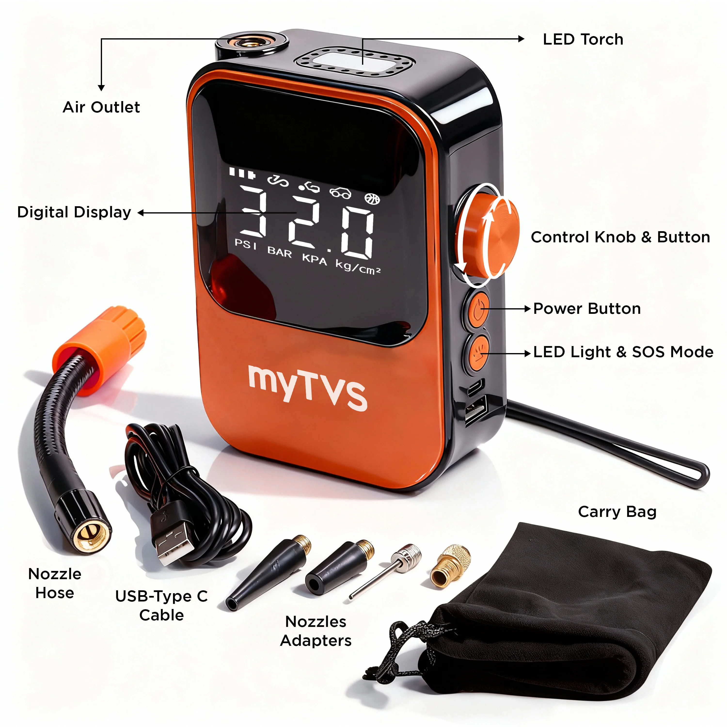 myTVS WT-1 Air Go Wireless Tyre Inflator (150 Psi) - Image 3